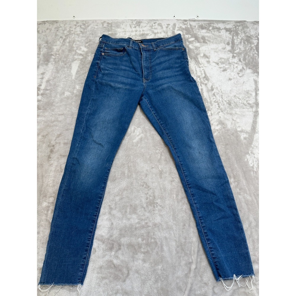 Express‎ Jeans Womens Size 10R Blue High Rise Skinny Hyper Stretch 5 Pocket EUC